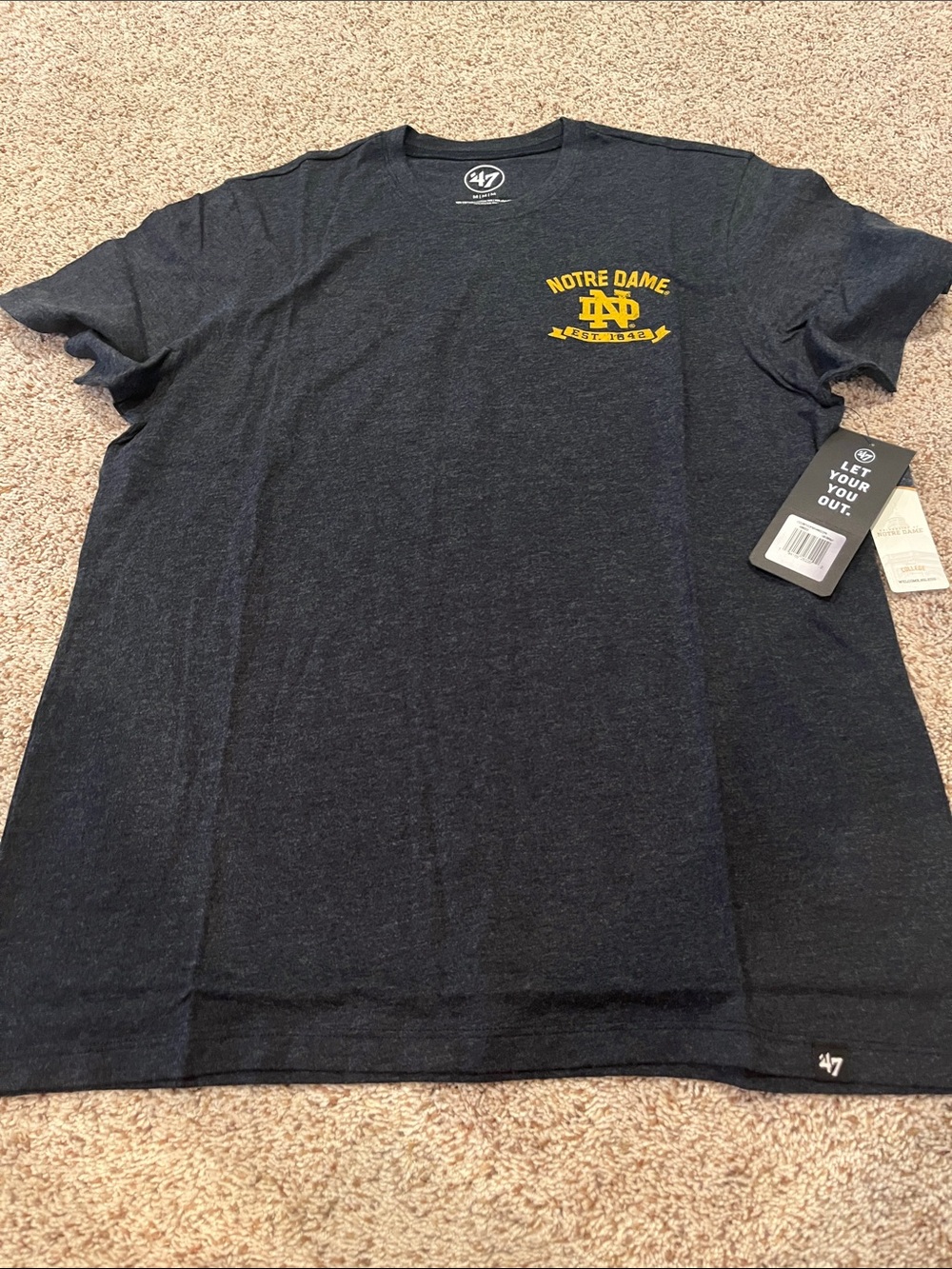 47 Notre Dame Charcoal Heather T-Shirt with Yellow Logo